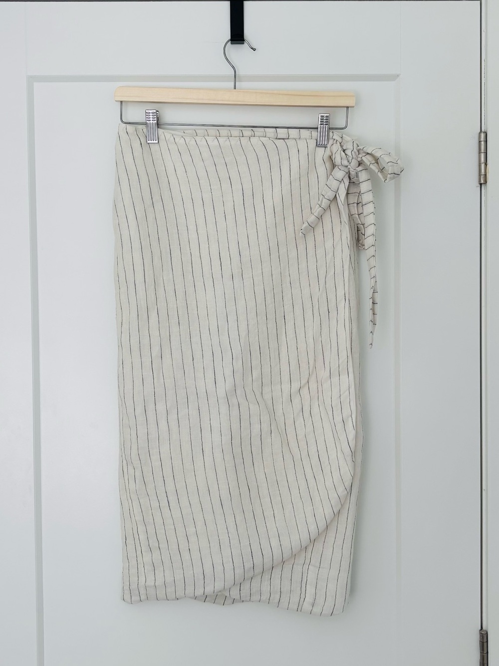 Linen wrap midi skirt